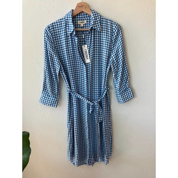 L'AGENCE Dresses & Skirts - L'AGENCE Blue/White Gingham Shirt Dress NWT XS